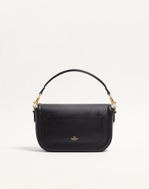 Valentino Garavani - Valentino Garavani Alltime Grainy Calfskin Shoulder Bag - Black - Woman - Shoulder Bags